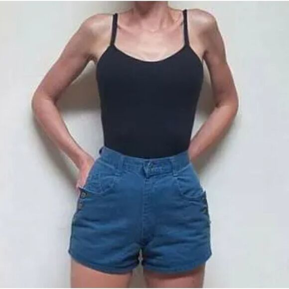 VINTAGE 80s Denim Republic Blue Daisy Duke Shorts - Picture 2 of 12